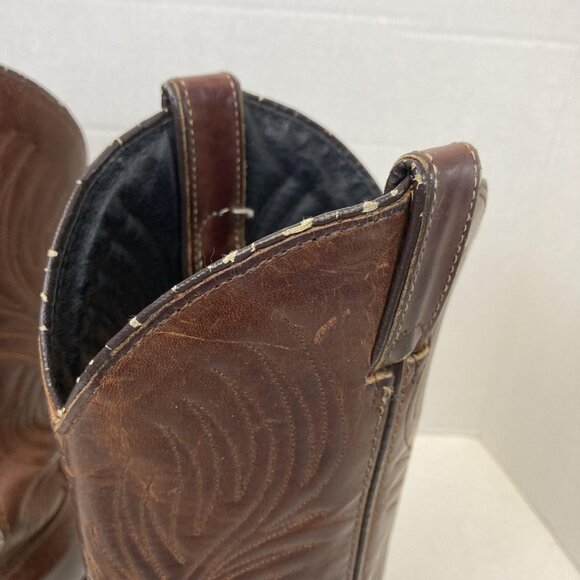 Vintage Code West USA Brown Leather Western Cowboy Boots Womens 7 Pointed Toe - Picture 13 of 16